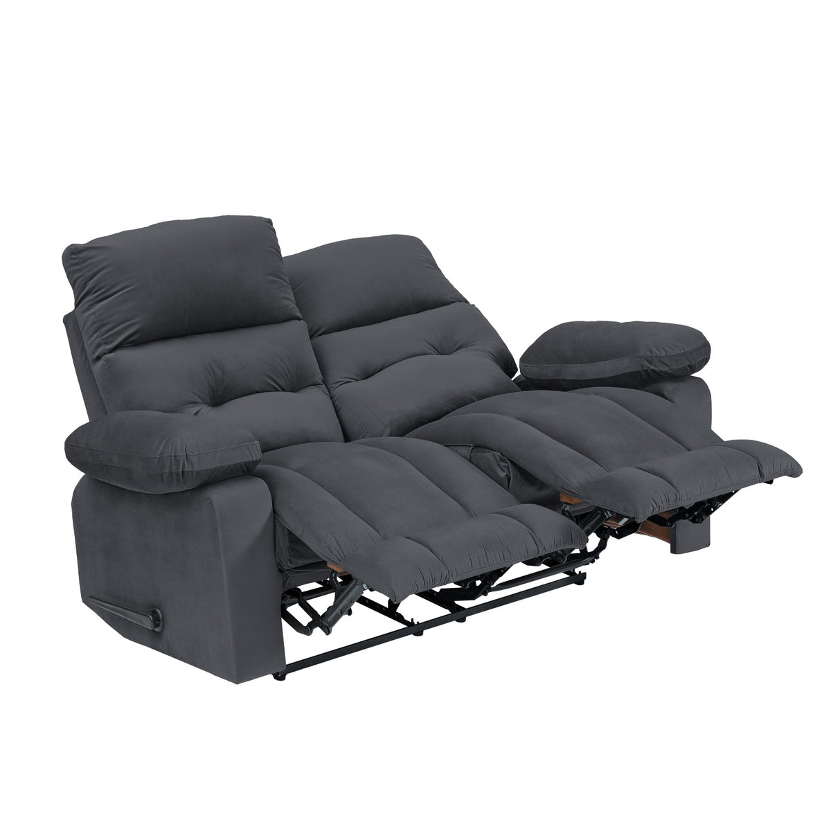 Velvet Double Recliner Chair - NZ60 Dark Grey