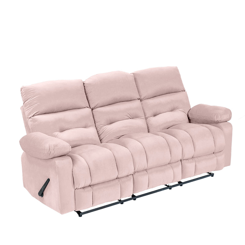 Velvet Triple Recliner Chair - Light Pink - NZ60