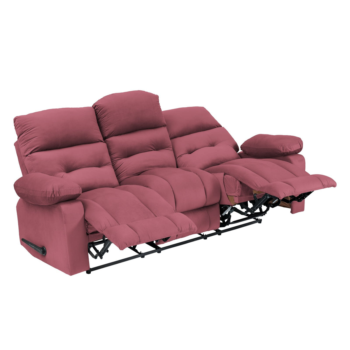 Velvet Triple Recliner Chair - NZ60 Dark Pink