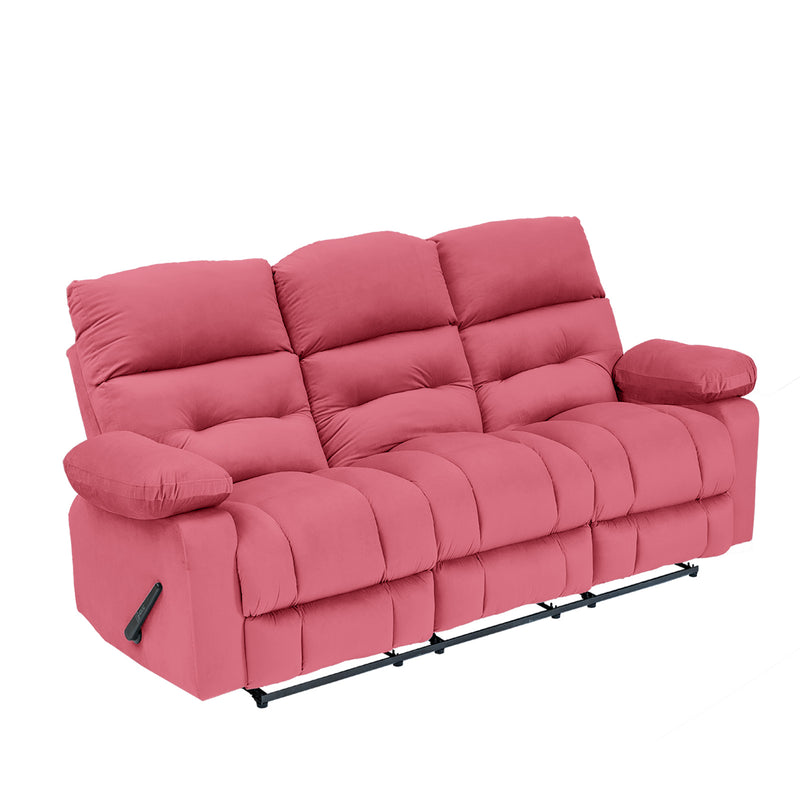 Velvet Triple Recliner Chair - Dark Pink - NZ60