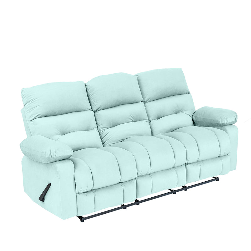 Velvet Triple Recliner Chair - Light Turquoise - NZ60