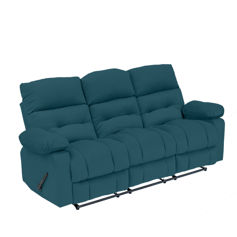 Velvet Triple Recliner Chair - Dark Turquoise - NZ60