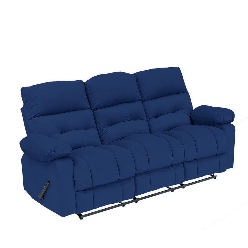 Velvet Triple Recliner Chair - Dark Blue - NZ60
