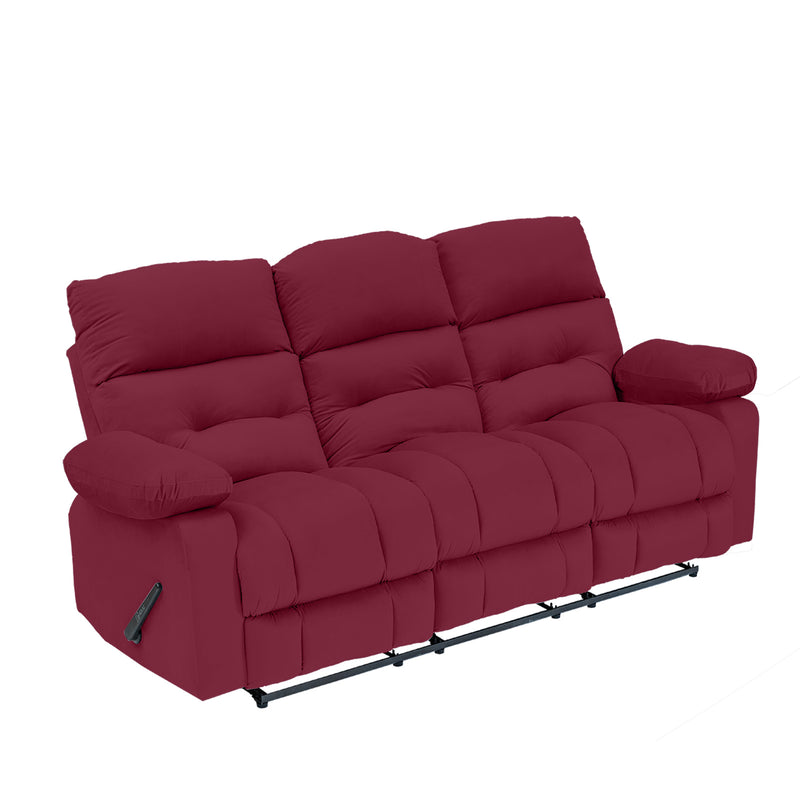 Velvet Triple Recliner Chair - Burgundy - NZ60
