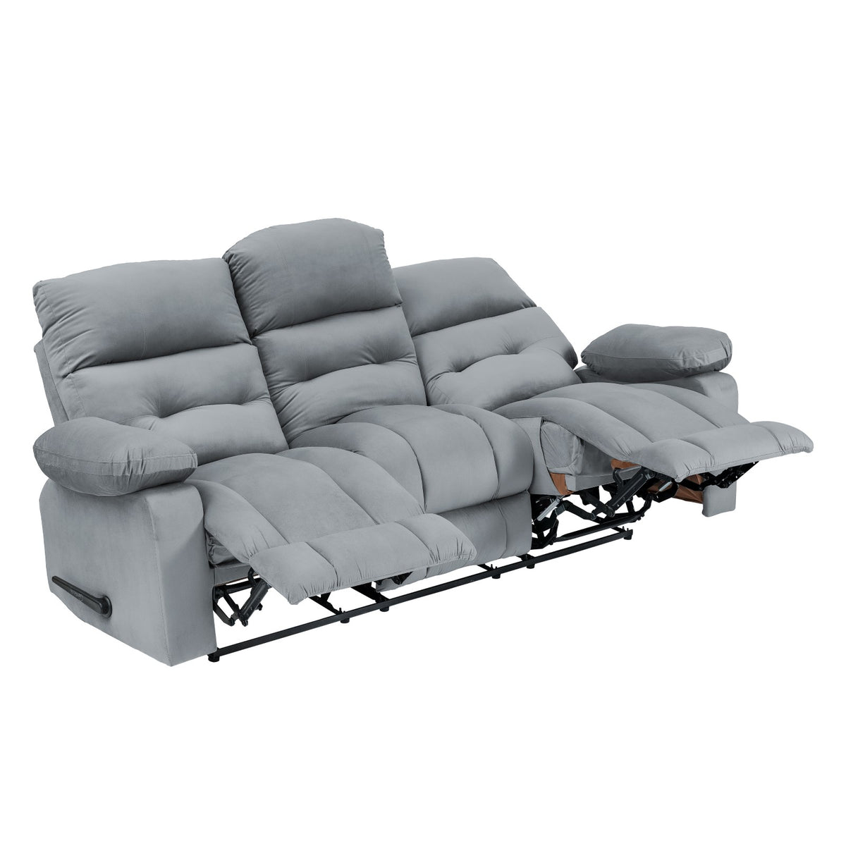Velvet Triple Recliner Chair - NZ60 Grey