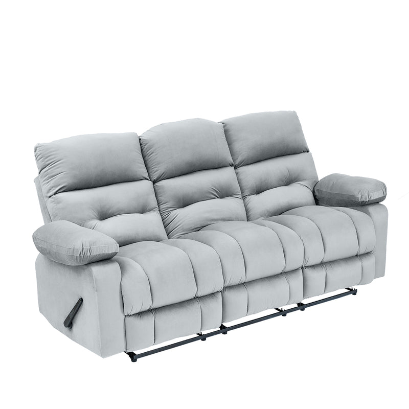 Velvet Triple Recliner Chair - Grey - NZ60