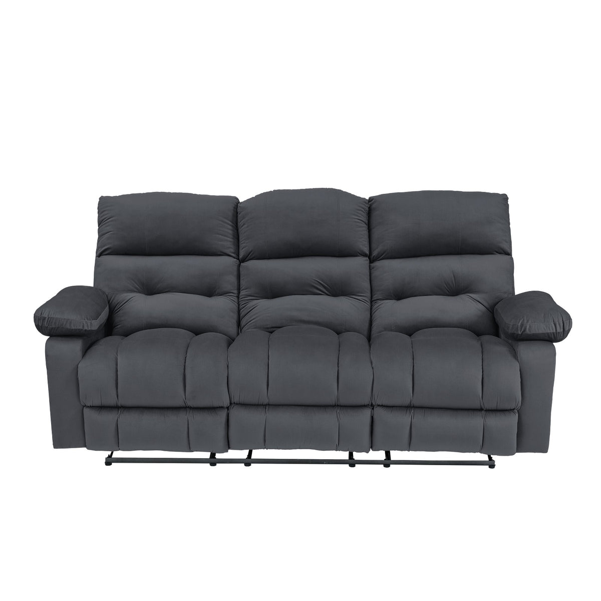 Velvet Triple Recliner Chair - NZ60 Dark Grey