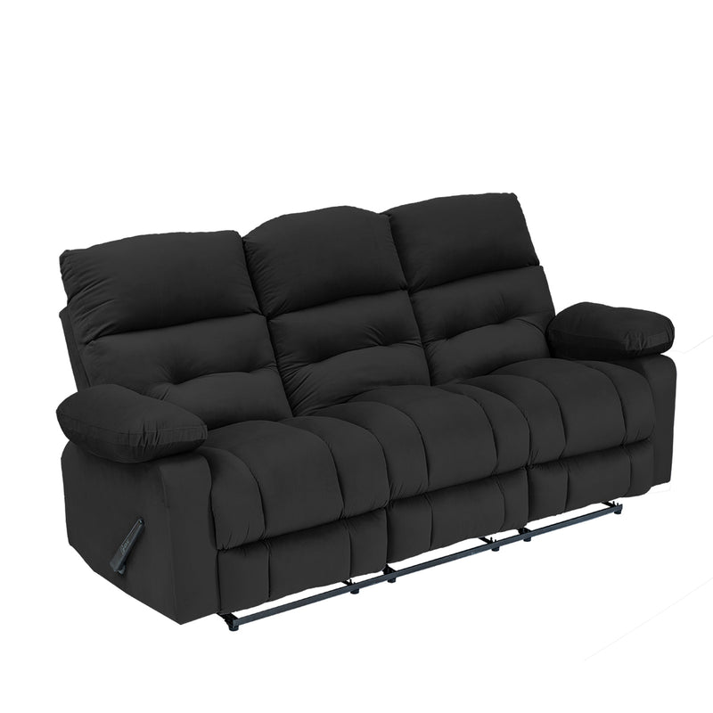 Velvet Triple Recliner Chair - Black - NZ60