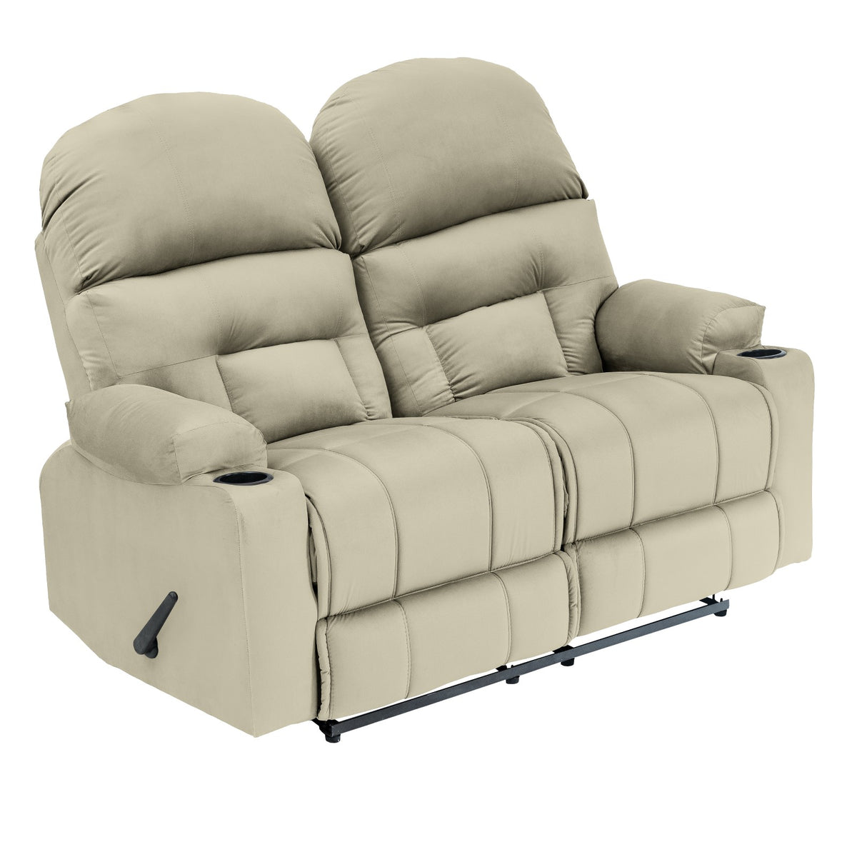 Velvet Double Cinematic Recliner Chair with Cups Holder - NZ80 Light Beige