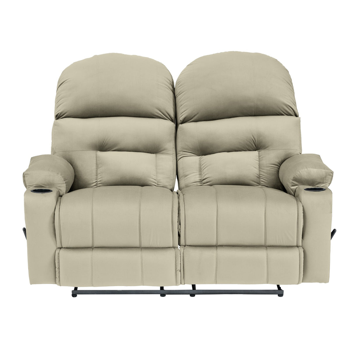 Velvet Double Cinematic Recliner Chair with Cups Holder - NZ80 Light Beige