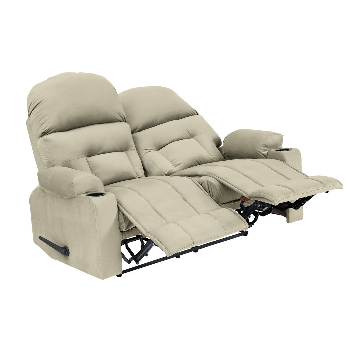 Velvet Double Cinematic Recliner Chair with Cups Holder - NZ80 Light Beige