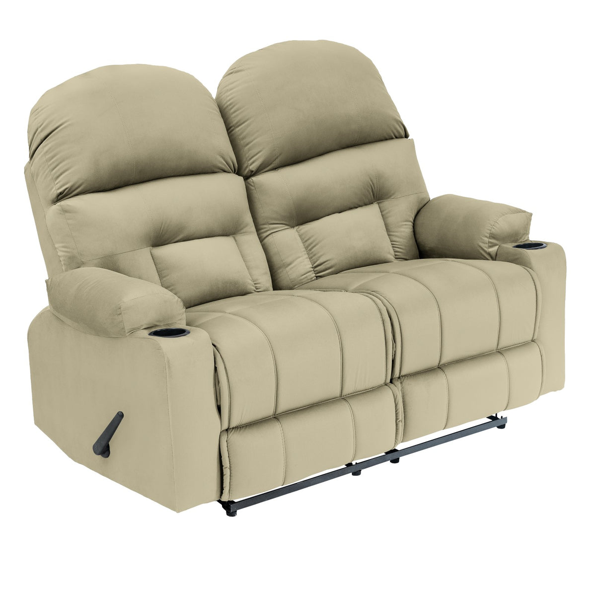 Velvet Double Cinematic Recliner Chair with Cups Holder - NZ80 Dark Ivory