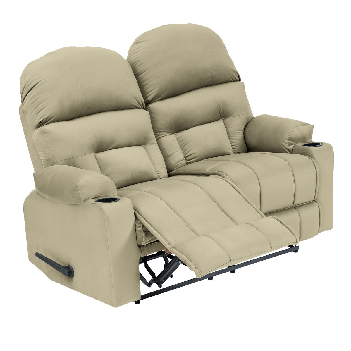 Velvet Double Cinematic Recliner Chair with Cups Holder - NZ80 Dark Ivory
