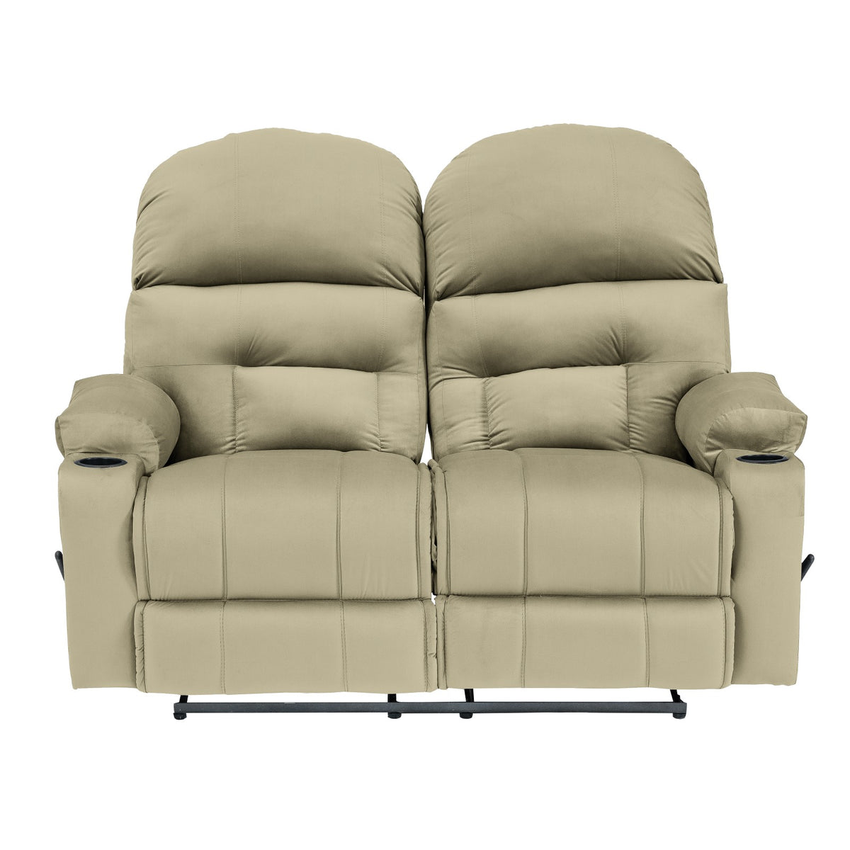 Velvet Double Cinematic Recliner Chair with Cups Holder - NZ80 Dark Ivory