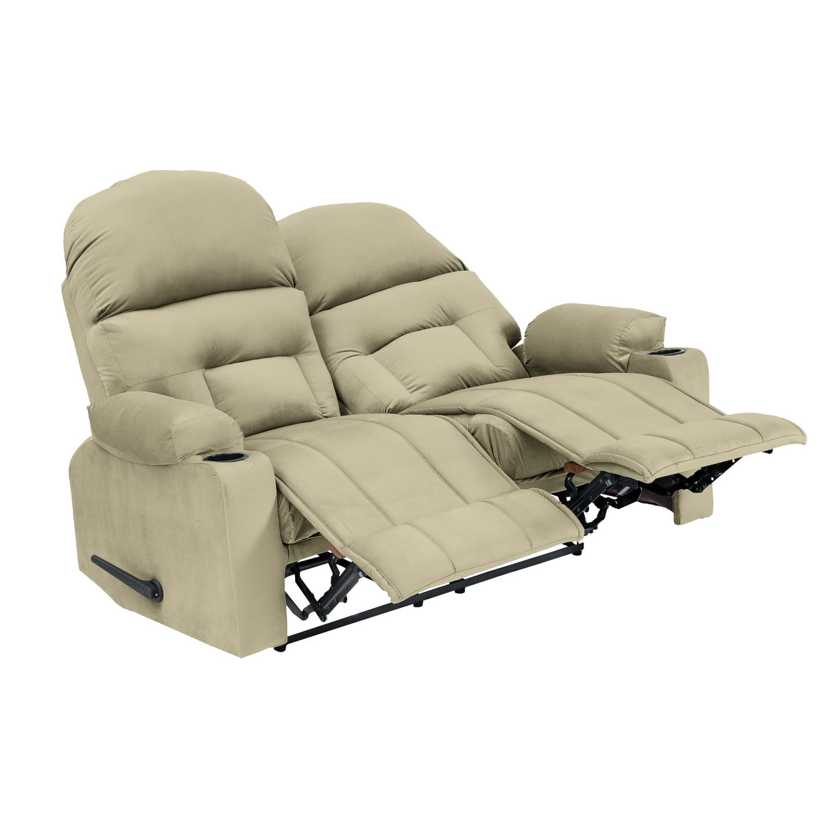 Velvet Double Cinematic Recliner Chair with Cups Holder - NZ80 Dark Ivory