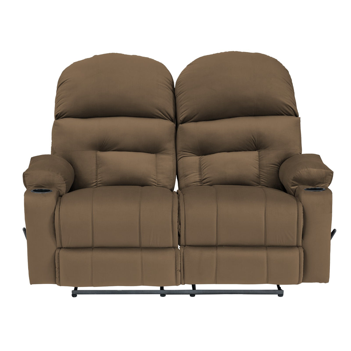 Velvet Double Cinematic Recliner Chair with Cups Holder - NZ80 Light Brown