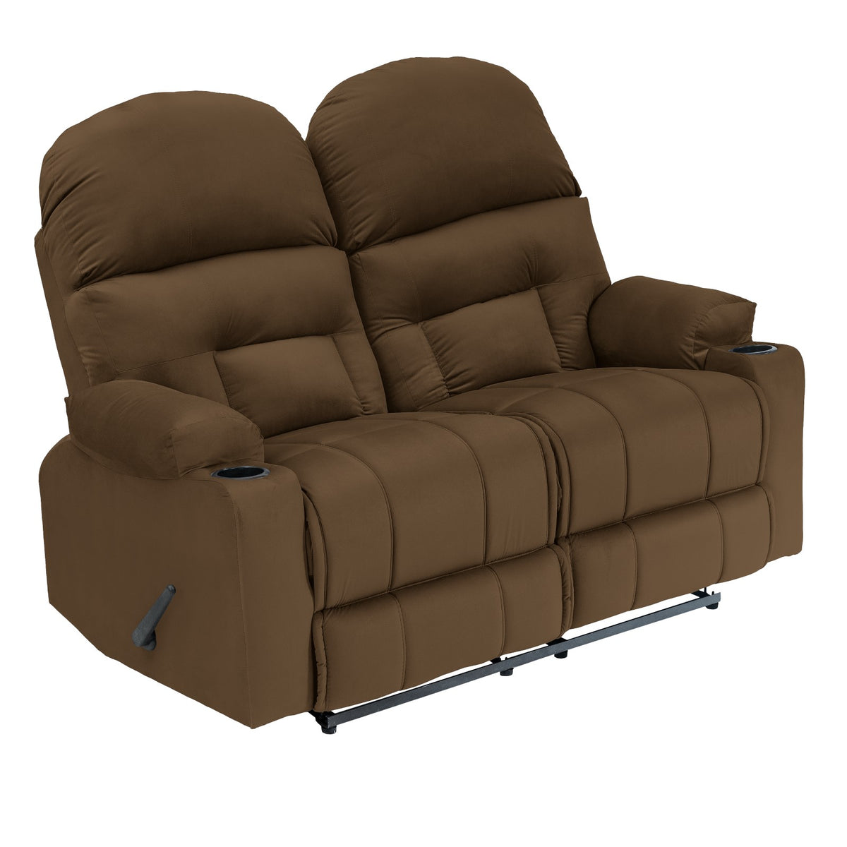 Velvet Double Cinematic Recliner Chair with Cups Holder - NZ80 Brown