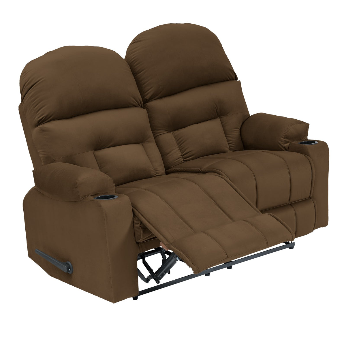 Velvet Double Cinematic Recliner Chair with Cups Holder - NZ80 Brown