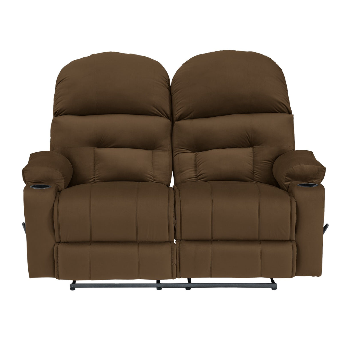 Velvet Double Cinematic Recliner Chair with Cups Holder - NZ80 Brown