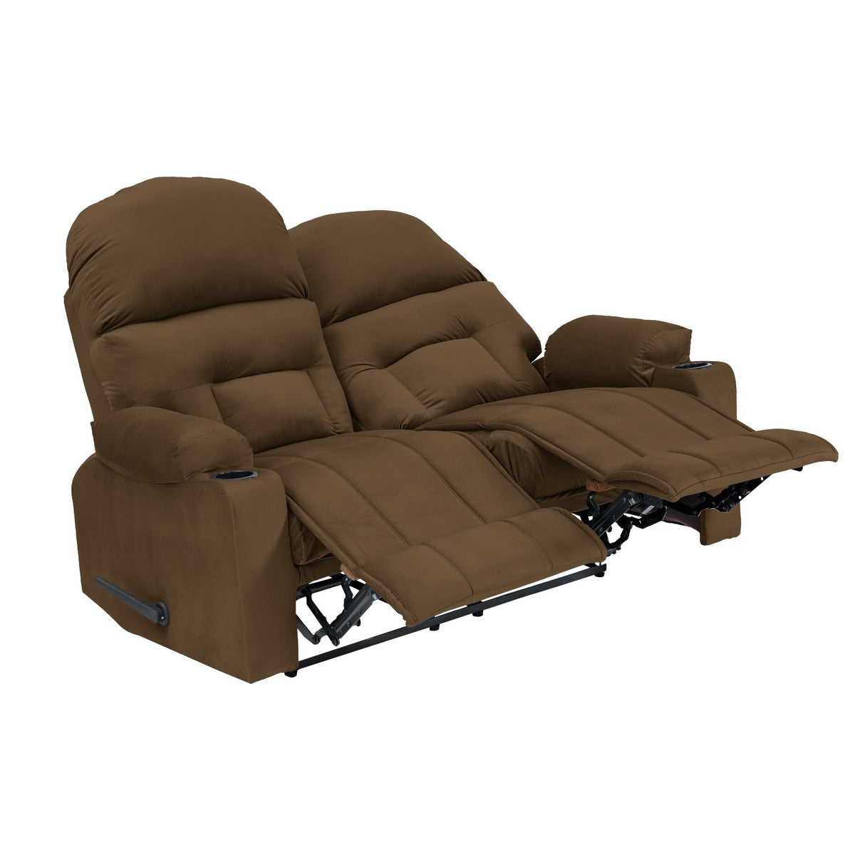 Velvet Double Cinematic Recliner Chair with Cups Holder - NZ80 Brown