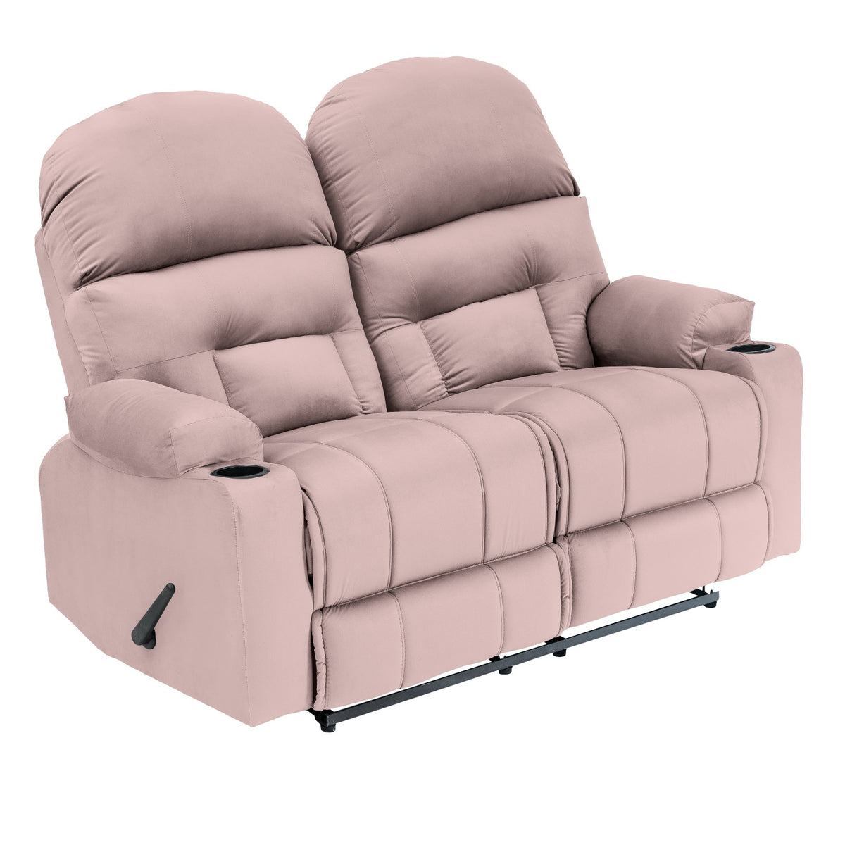 Velvet Double Cinematic Recliner Chair with Cups Holder - NZ80 Light Pink