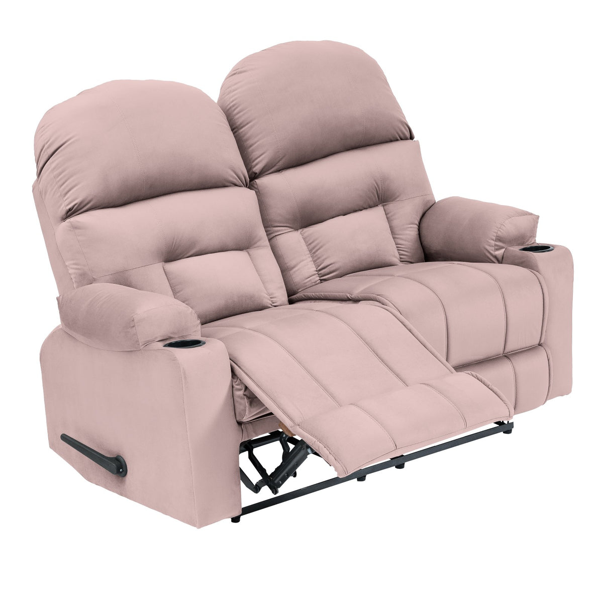 Velvet Double Cinematic Recliner Chair with Cups Holder - NZ80 Light Pink
