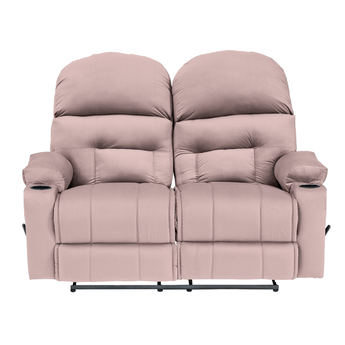 Velvet Double Cinematic Recliner Chair with Cups Holder - NZ80 Light Pink