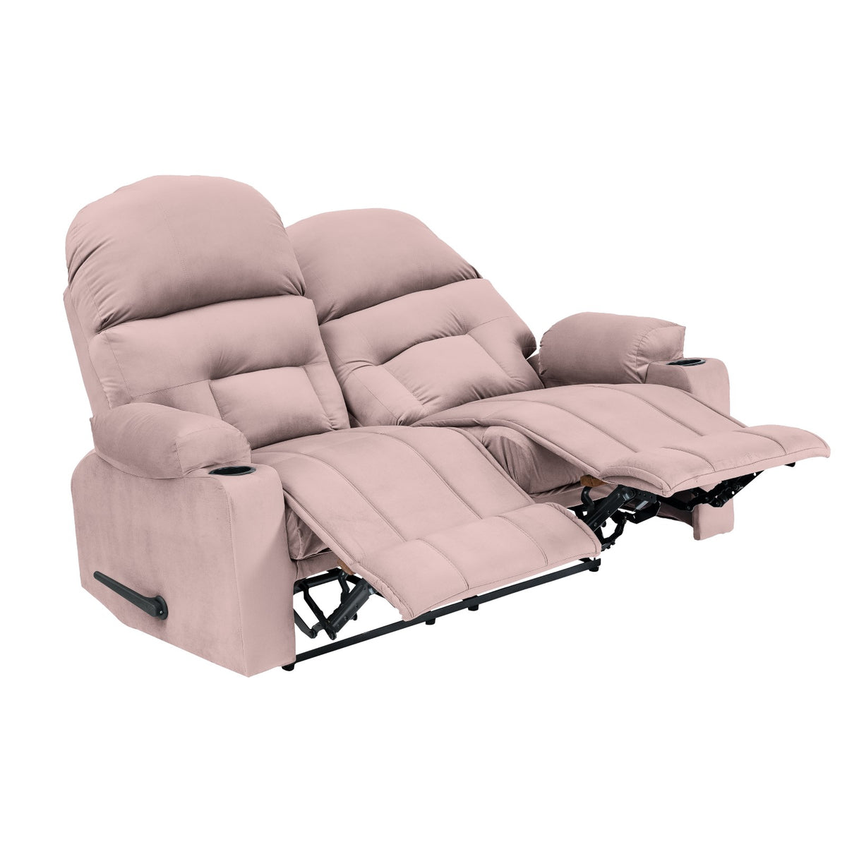 Velvet Double Cinematic Recliner Chair with Cups Holder - NZ80 Light Pink