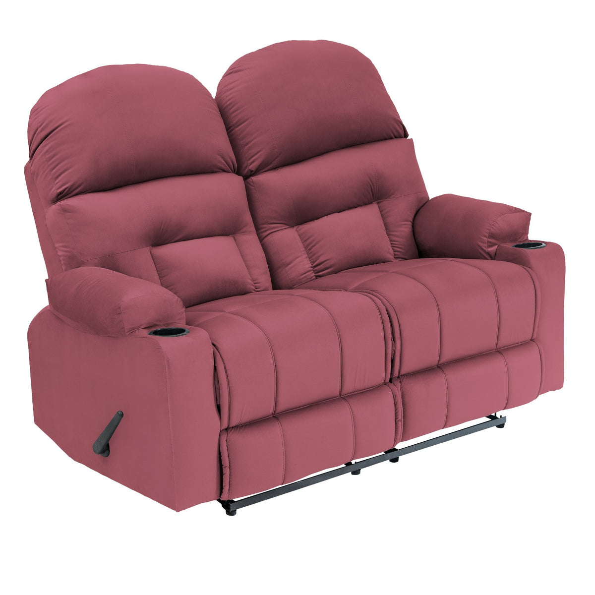 Velvet Double Cinematic Recliner Chair with Cups Holder - NZ80 Dark Pink