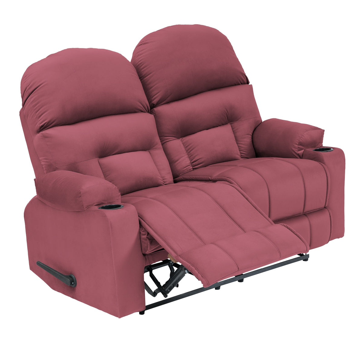 Velvet Double Cinematic Recliner Chair with Cups Holder - NZ80 Dark Pink