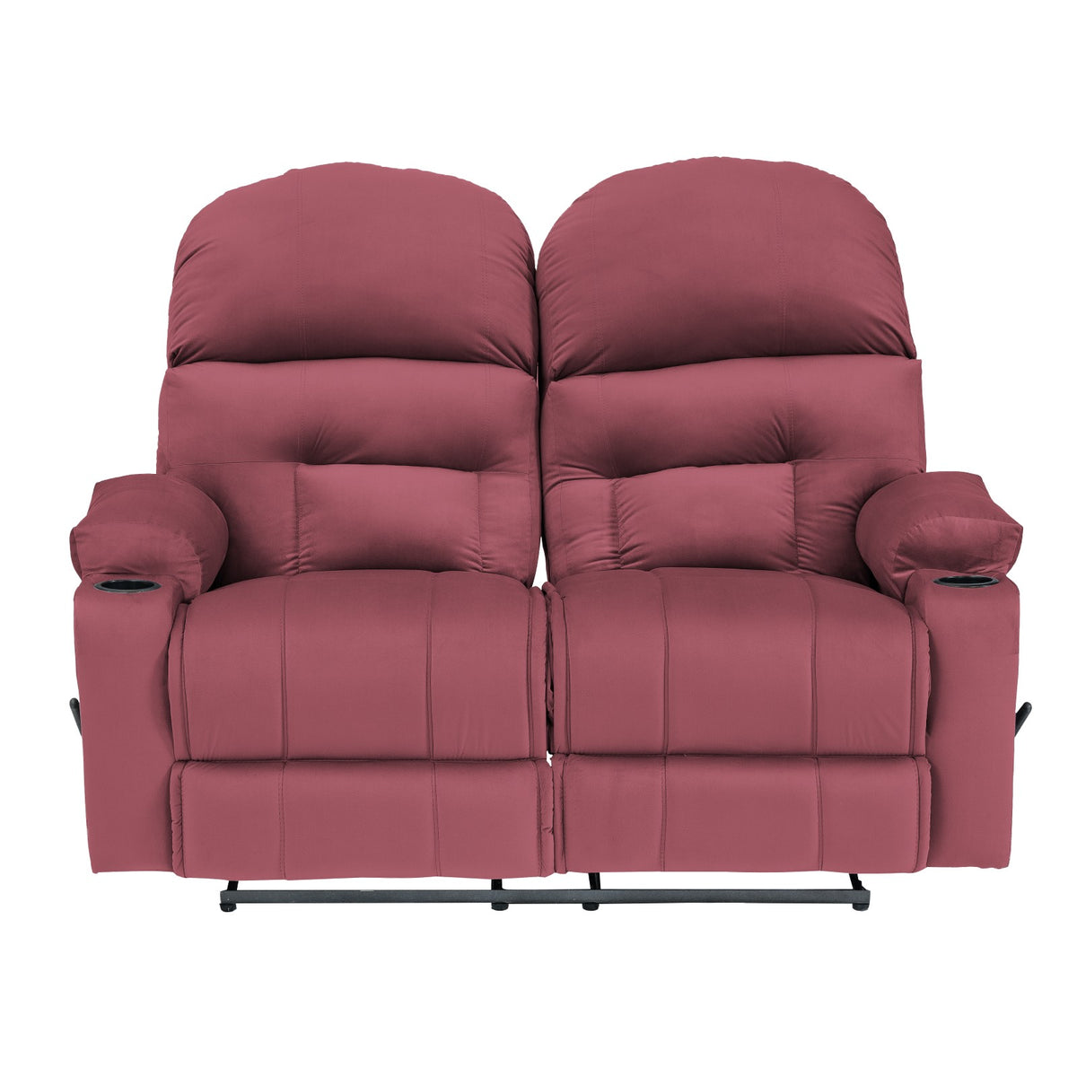Velvet Double Cinematic Recliner Chair with Cups Holder - NZ80 Dark Pink