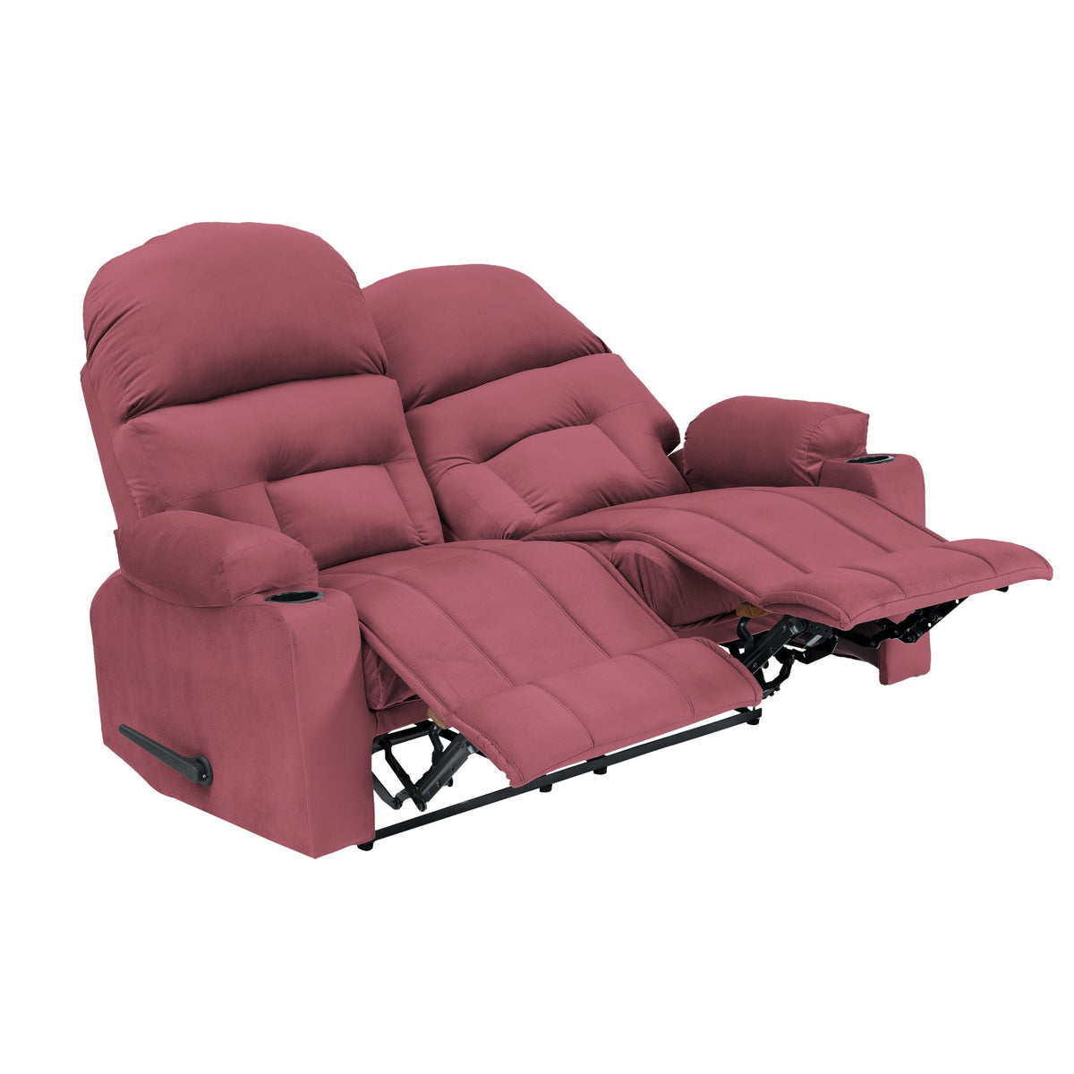Velvet Double Cinematic Recliner Chair with Cups Holder - NZ80 Dark Pink