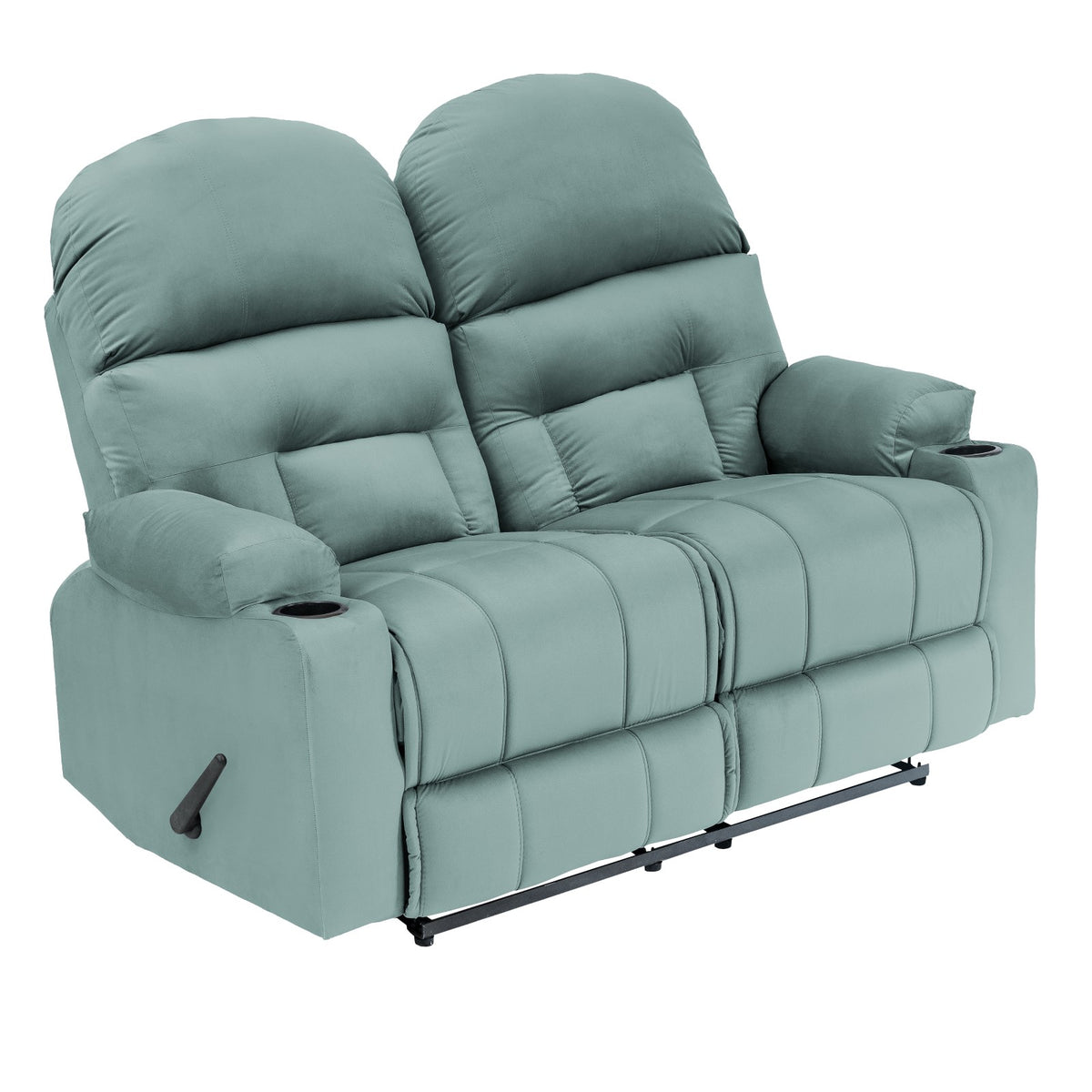 Velvet Double Cinematic Recliner Chair with Cups Holder - NZ80 Light Turquoise