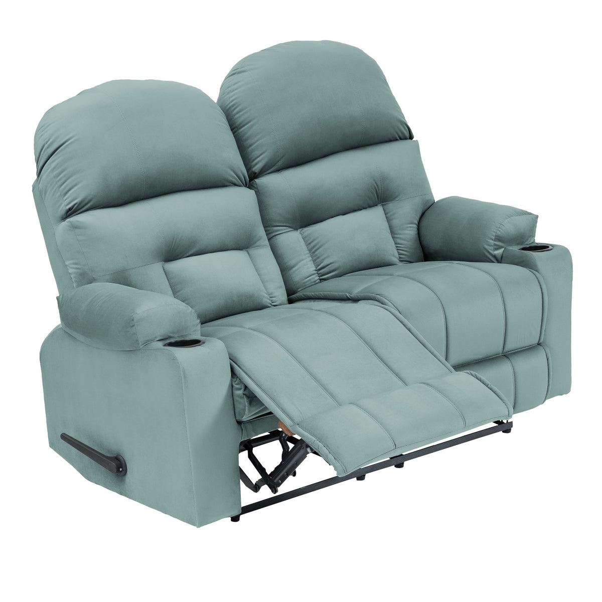 Velvet Double Cinematic Recliner Chair with Cups Holder - NZ80 Light Turquoise
