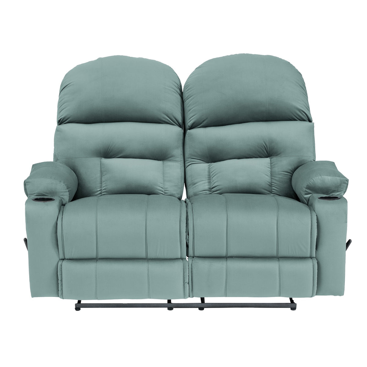 Velvet Double Cinematic Recliner Chair with Cups Holder - NZ80 Light Turquoise