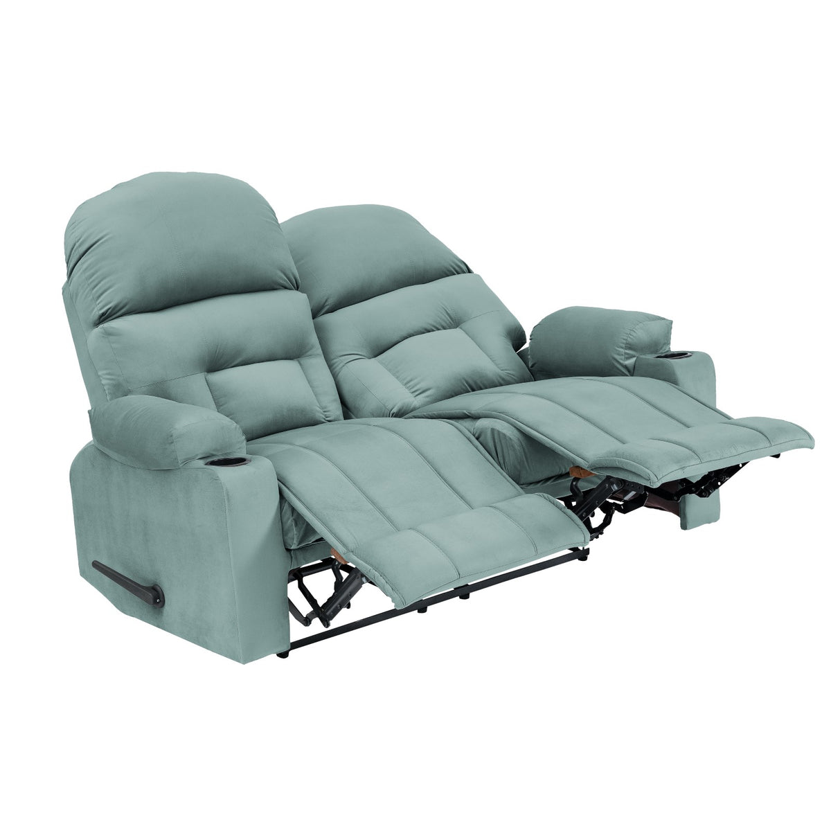 Velvet Double Cinematic Recliner Chair with Cups Holder - NZ80 Light Turquoise