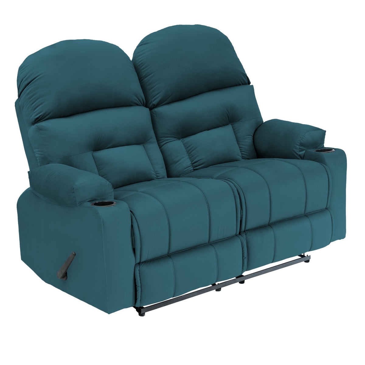 Velvet Double Cinematic Recliner Chair with Cups Holder - NZ80 Dark Turquoise