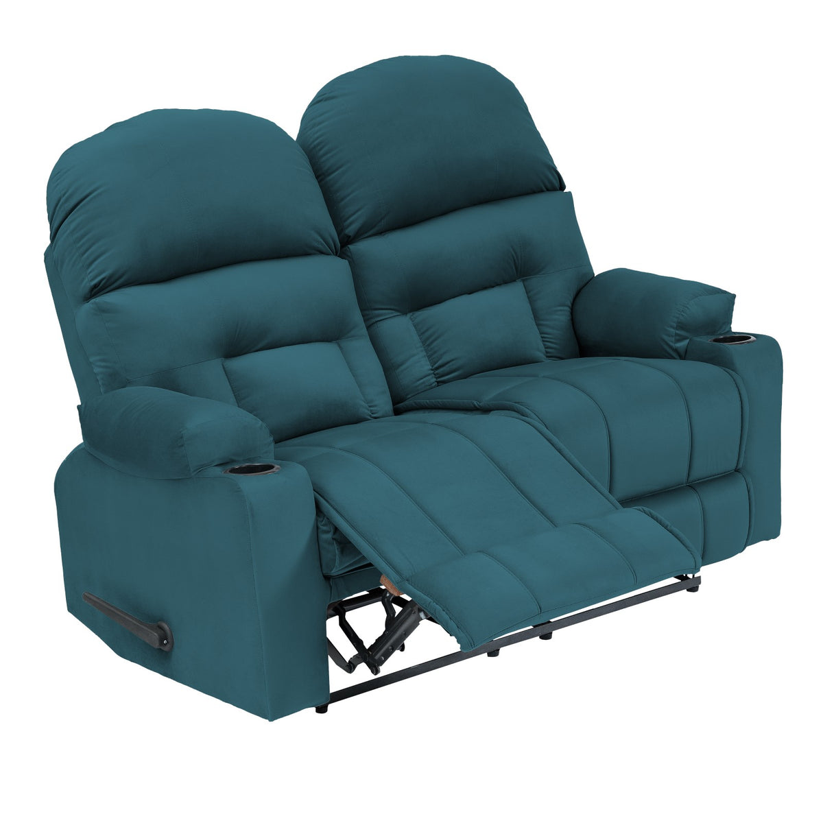 Velvet Double Cinematic Recliner Chair with Cups Holder - NZ80 Dark Turquoise