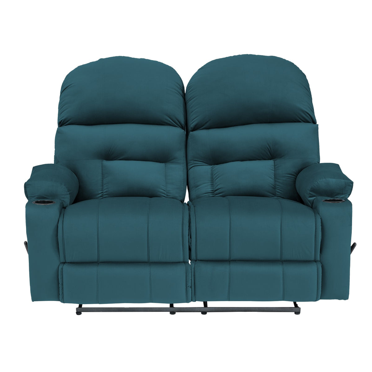 Velvet Double Cinematic Recliner Chair with Cups Holder - NZ80 Dark Turquoise