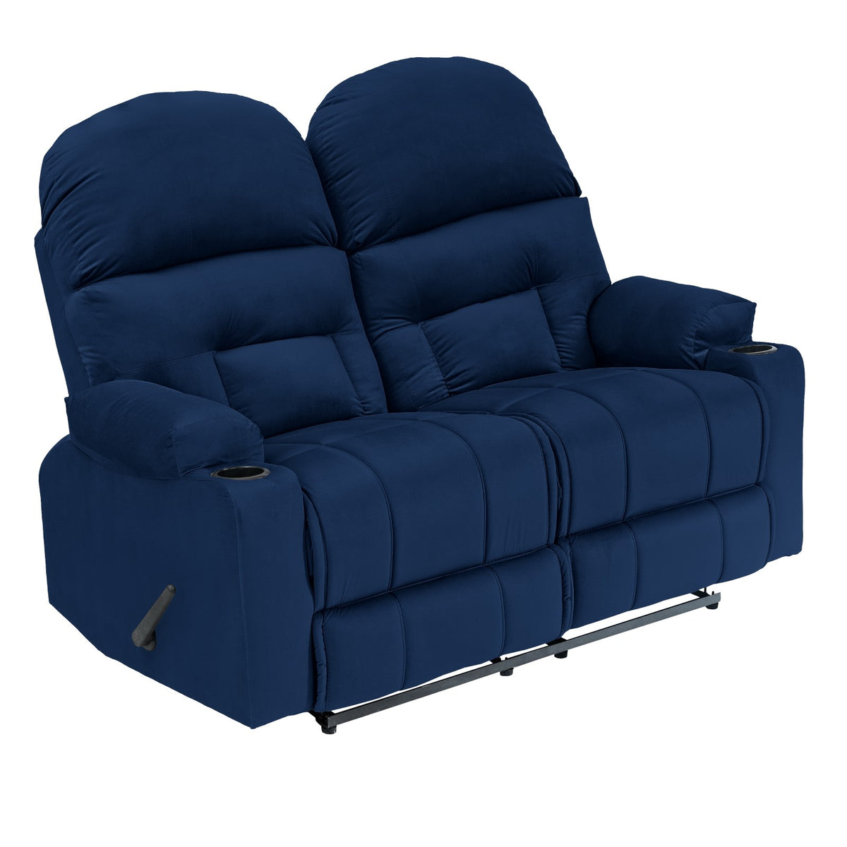 Velvet Double Cinematic Recliner Chair with Cups Holder - NZ80 Dark Blue