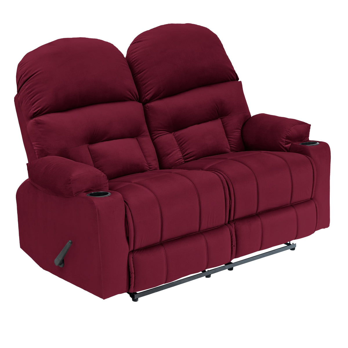 Velvet Double Cinematic Recliner Chair with Cups Holder - NZ80 Burgundy