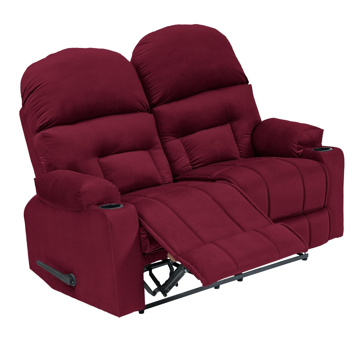 Velvet Double Cinematic Recliner Chair with Cups Holder - NZ80 Burgundy