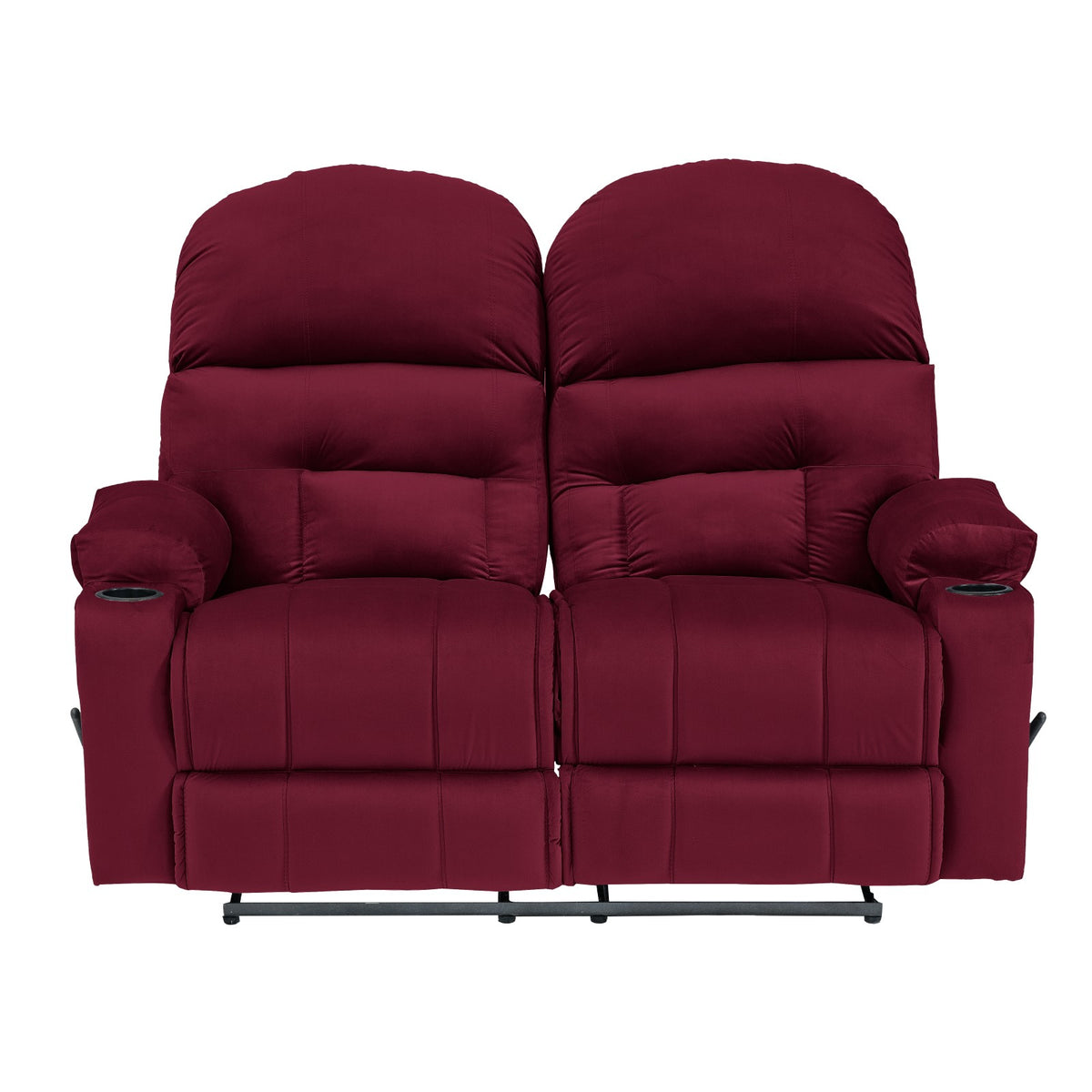 Velvet Double Cinematic Recliner Chair with Cups Holder - NZ80 Burgundy