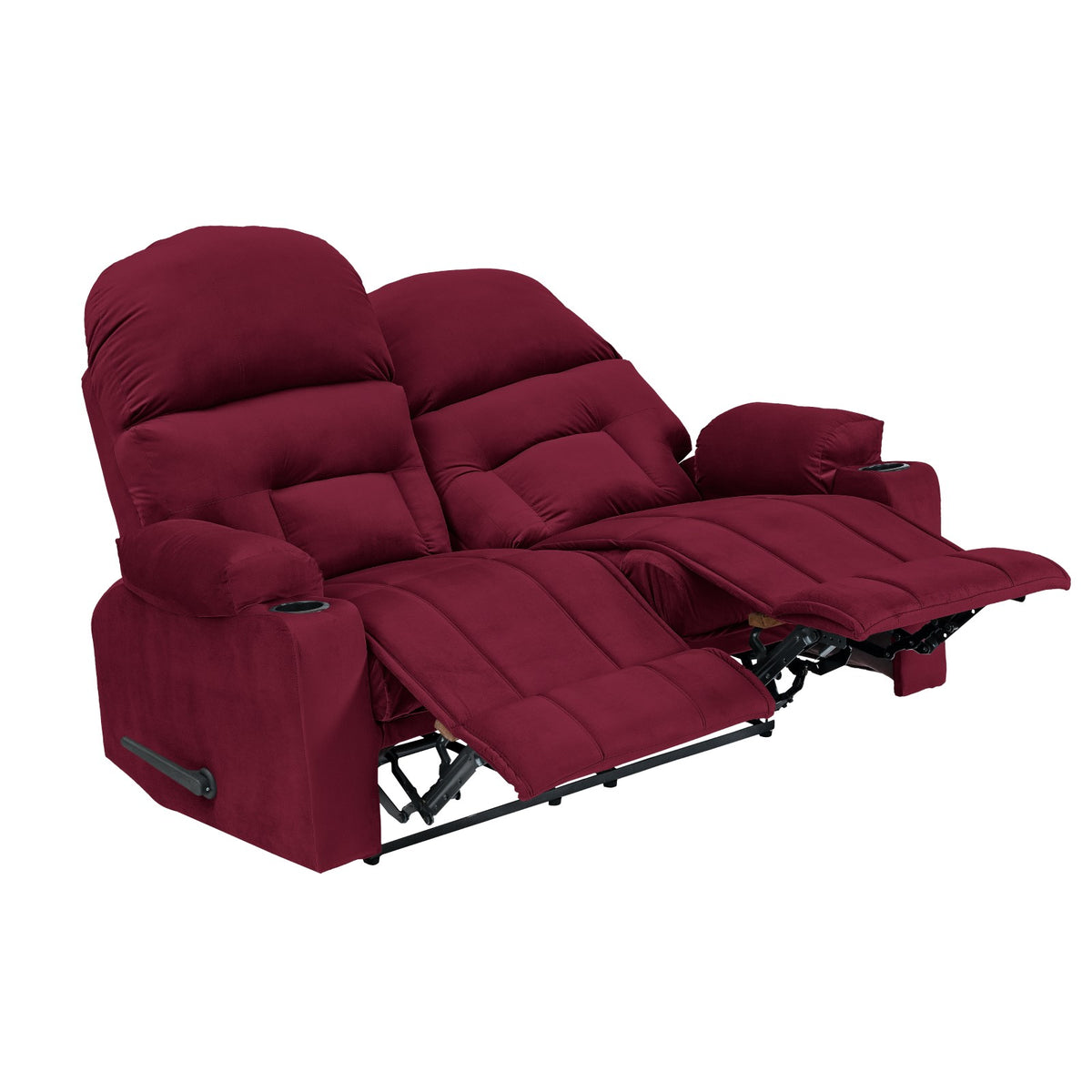 Velvet Double Cinematic Recliner Chair with Cups Holder - NZ80 Burgundy