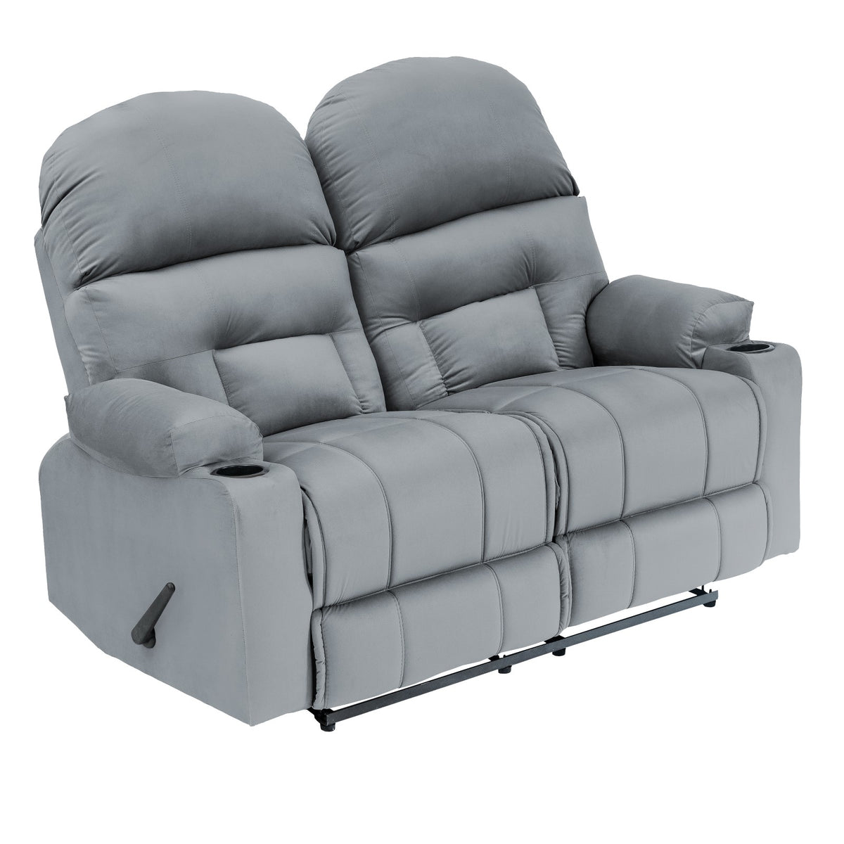 Velvet Double Cinematic Recliner Chair with Cups Holder - NZ80 Grey