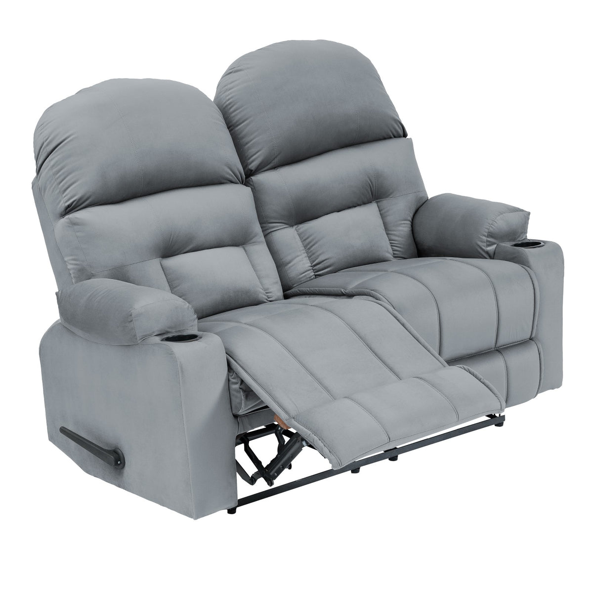 Velvet Double Cinematic Recliner Chair with Cups Holder - NZ80 Grey