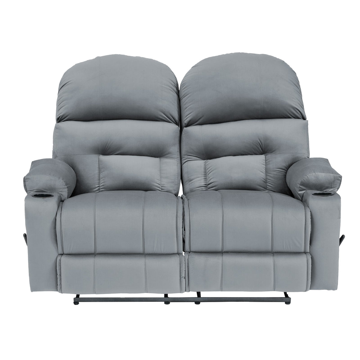 Velvet Double Cinematic Recliner Chair with Cups Holder - NZ80 Grey