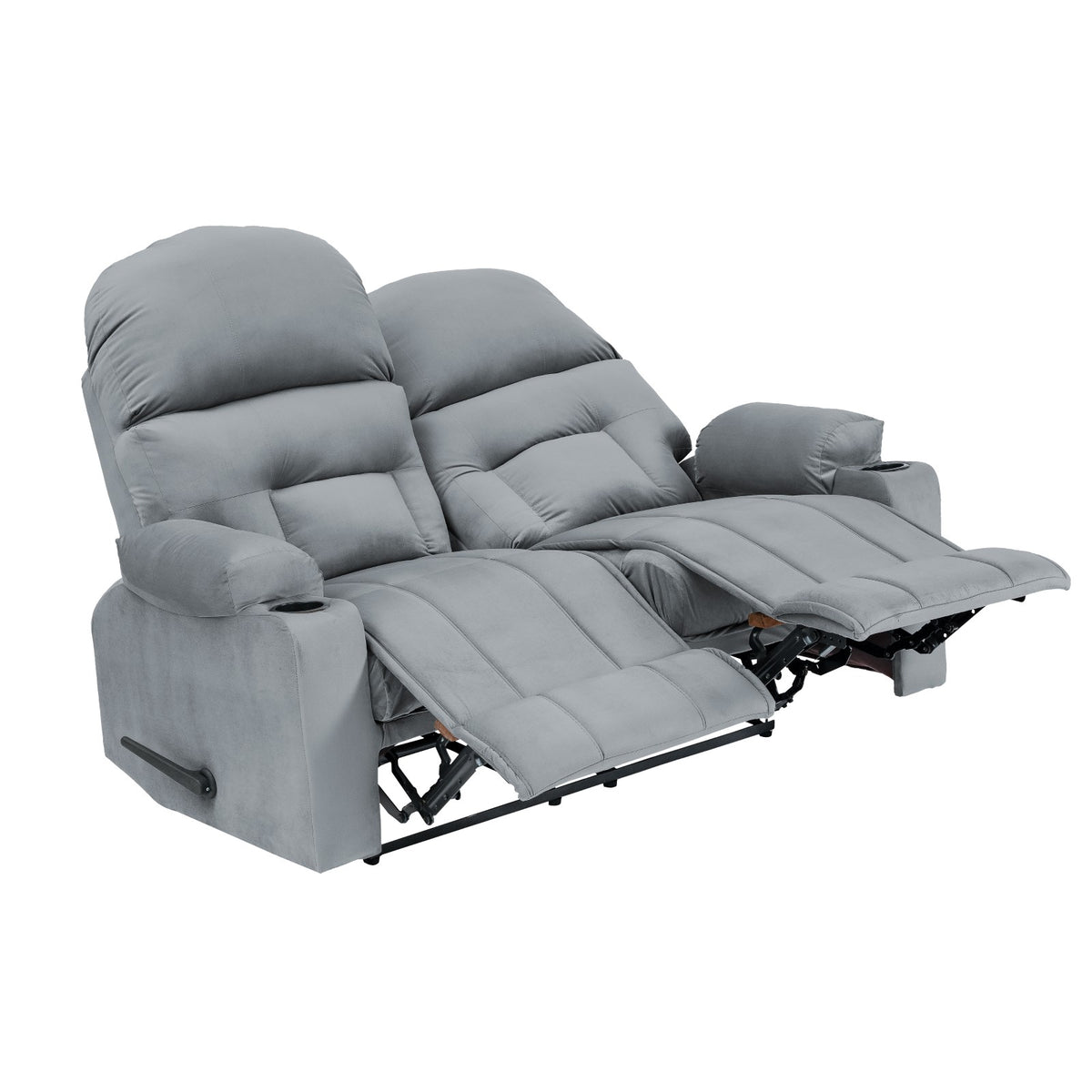 Velvet Double Cinematic Recliner Chair with Cups Holder - NZ80 Grey