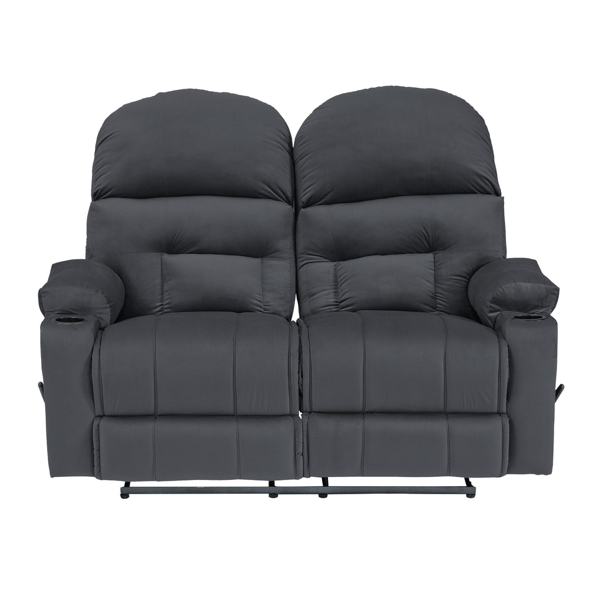 Velvet Double Cinematic Recliner Chair with Cups Holder - NZ80 Dark Grey