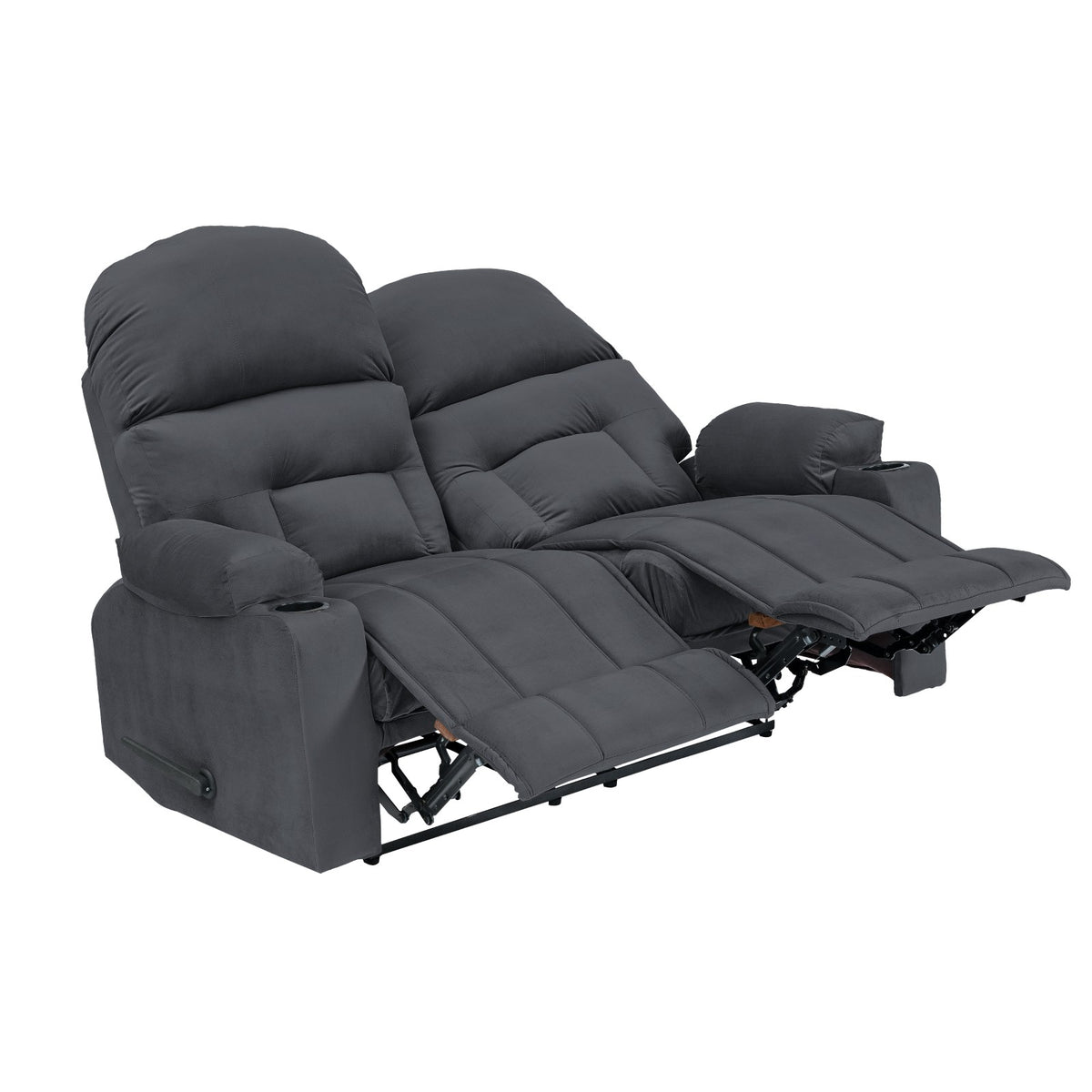 Velvet Double Cinematic Recliner Chair with Cups Holder - NZ80 Dark Grey